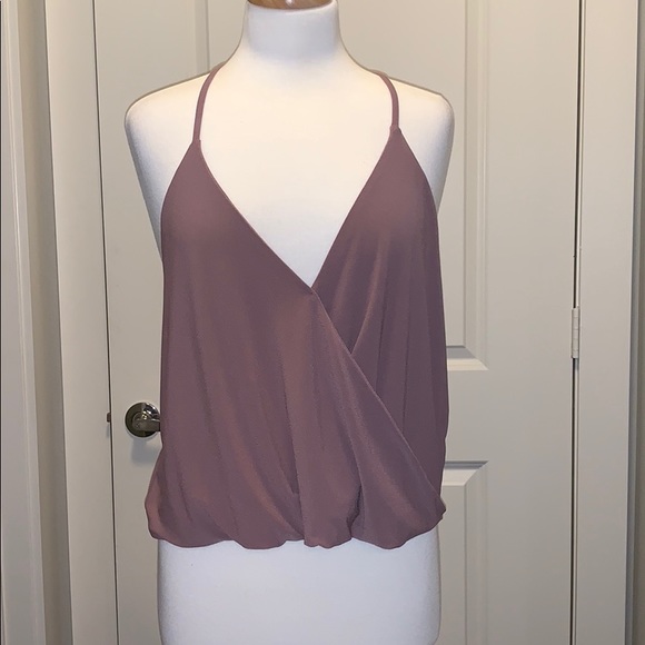 Leith Tops - Leith Faux Wrap Tank. Dusty Rose. XL.